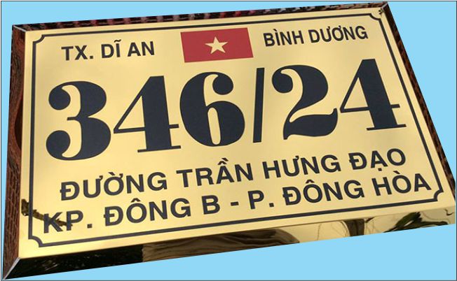 Bảng Số Nhà Inox Vàng Gương - Bảng Số Nhà